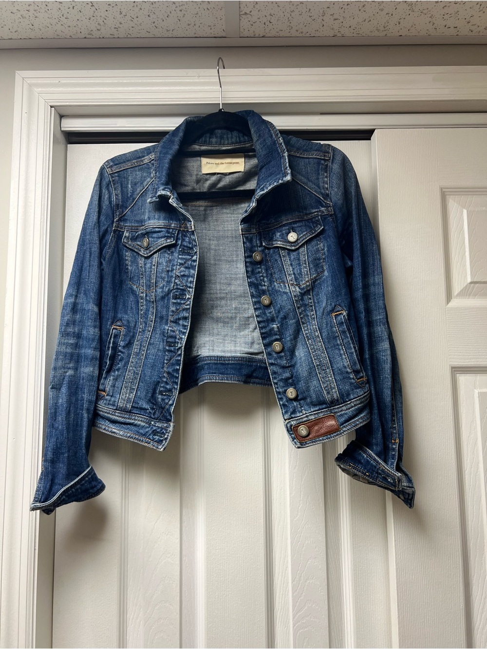 Pilcro and the Letterpress Distressed Blue Denim Jacket